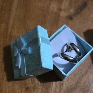 Silver Hoop Earrings in Blue Gift Box - Post Studs